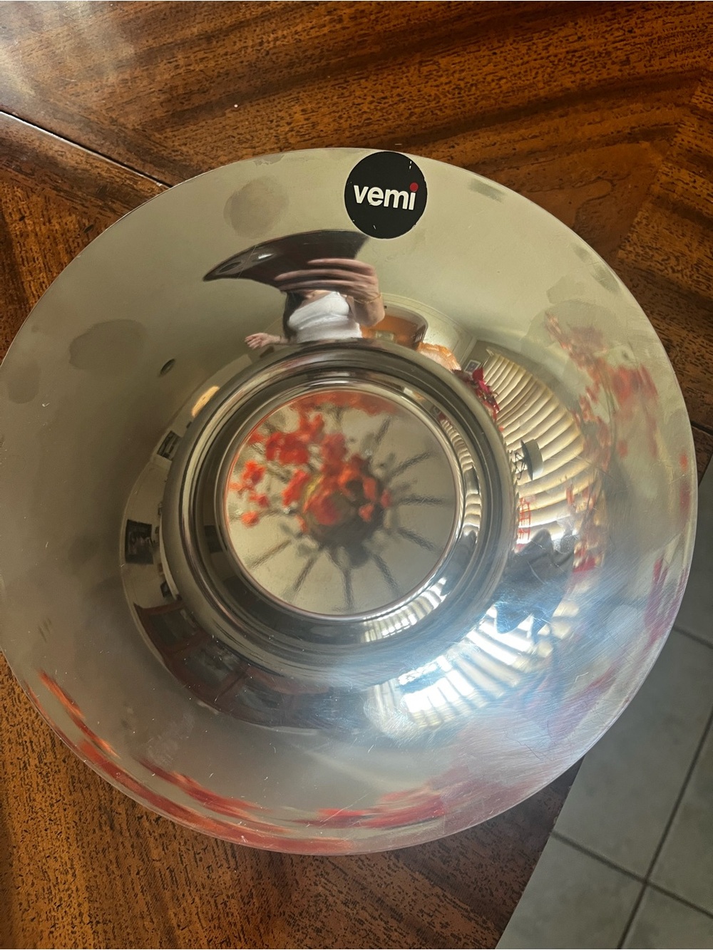 New vemi made in Italy vintage stainless steel 9in diameter bowl decor serving